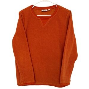 Vintage Denim & Company Orange Long Sleeve Sweatshirt Waffle Patterned Medium